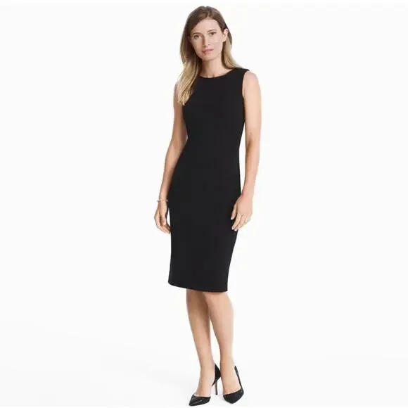 WHBM White House Black Market Black Sheath Dress Size 10 - Picture 1 of 10